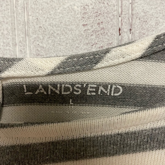 Lands End girls grey and white striped blouse size large - Picture 3 of 3